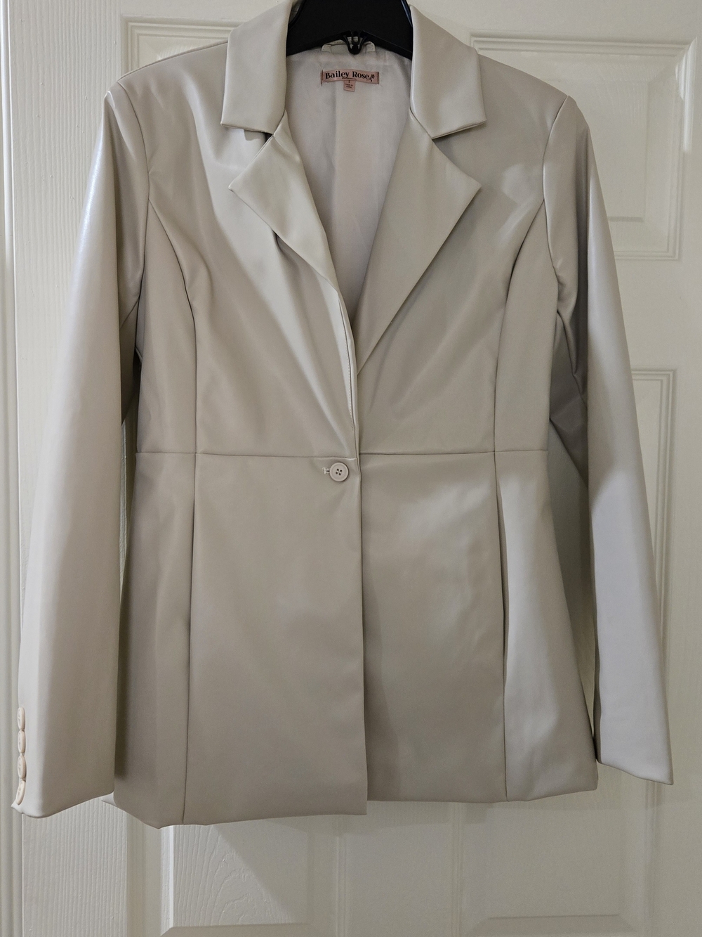 Bailey 44 Cream Faux Leather Single-Button Blazer
